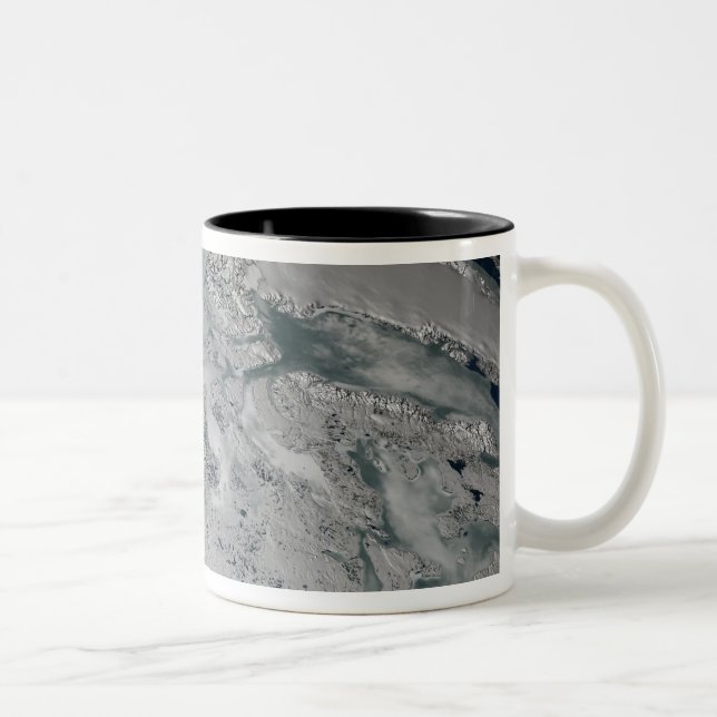 Sea ice above North America Two-Tone Coffee Mug (Right)