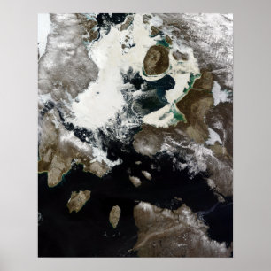 Sea ice and sediment visible in Nunavut, Canada Poster