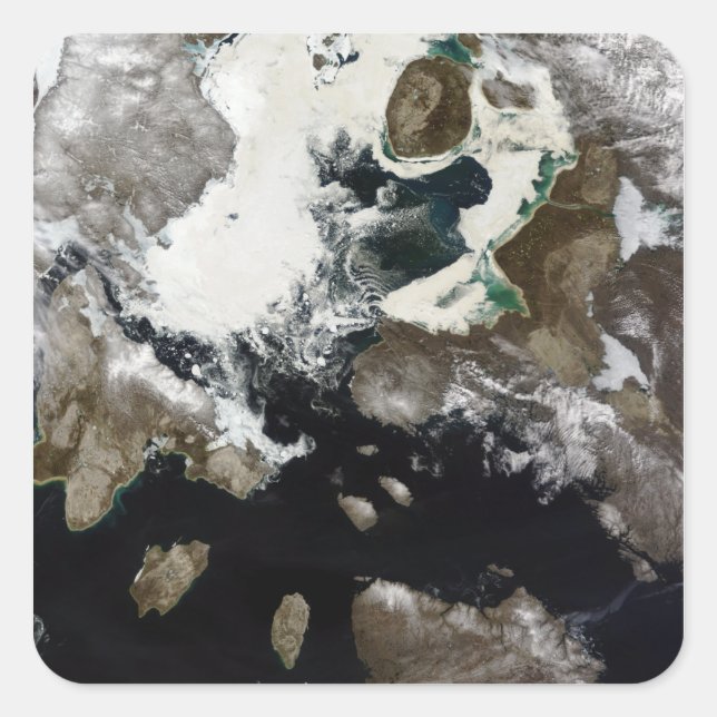 Sea ice and sediment visible in Nunavut, Canada Square Sticker (Front)