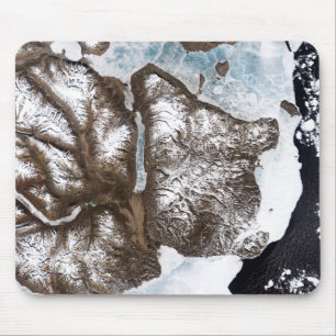 Sea ice lines the shoreline in eastern Greenlan Mouse Mat