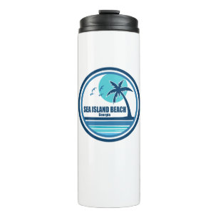 Sea Island Beach Georgia Palm Tree Birds Thermal Tumbler