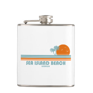 Sea Island Beach Georgia Sun Palm Trees Hip Flask