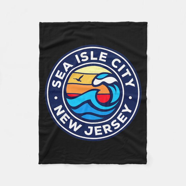 Sea Isle City New Jersey Nj Nautical Waves 5 T Shi Fleece Blanket (Front)