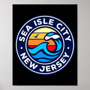 Sea Isle City New Jersey Nj Nautical Waves 5 T Shi Poster