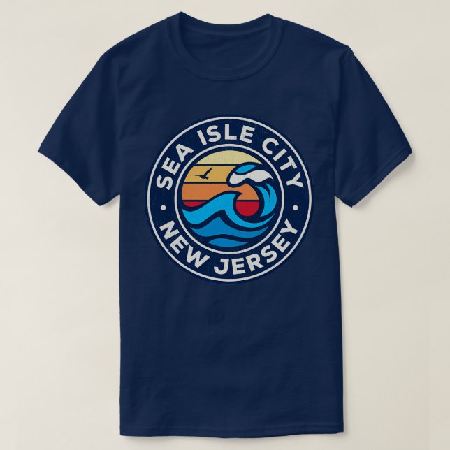Sea Isle City New Jersey Nj Nautical Waves  5 T-Shirt (Design Front)