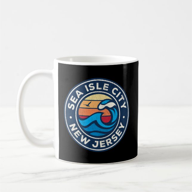 Sea Isle City New Jersey Nj Nautical Waves Coffee Mug (Left)