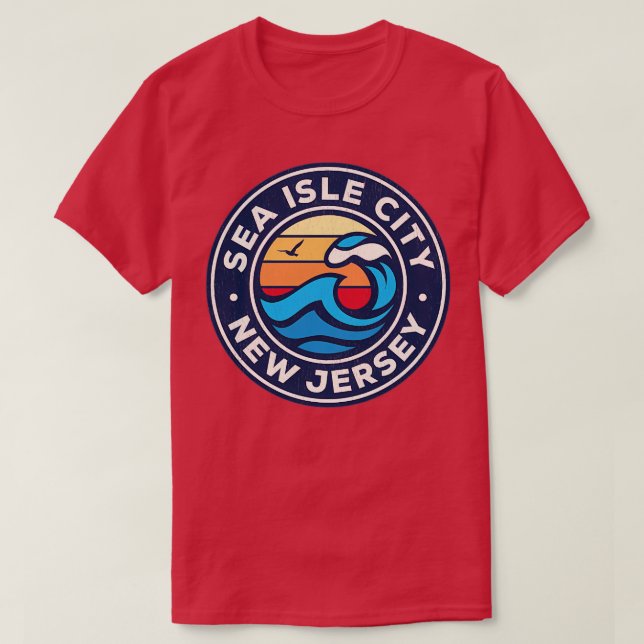 Sea Isle City New Jersey Nj Nautical Waves T-Shirt (Design Front)