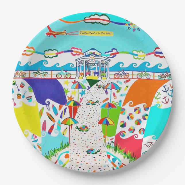 Sea Isle Promenade Round Paper Plates (Front)