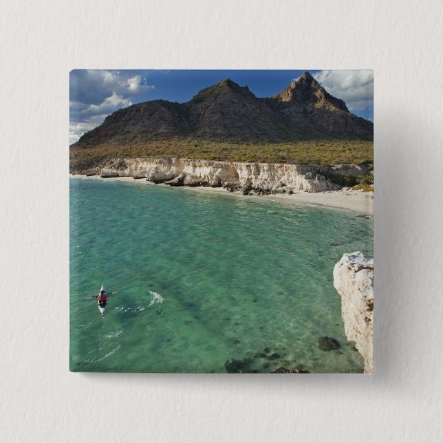 Sea kayaker on the Gulf of California at Isla 15 Cm Square Badge (Front)
