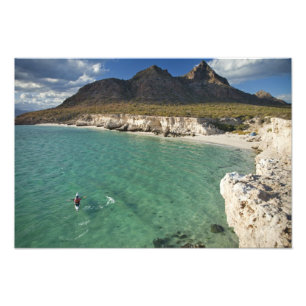 Sea kayaker on the Gulf of California at Isla Photo Print