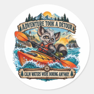 Sea Kayaking Racoon Paddle Adventure Classic Round Sticker