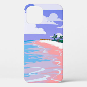 Sea landscape of tropical beach with pink sand, b iPhone 12 case