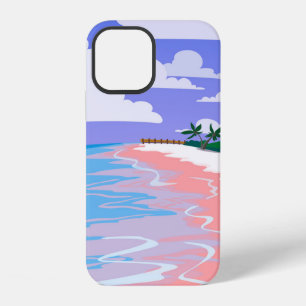 Sea landscape of tropical beach with pink sand, b iPhone 12 case