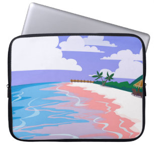 Sea landscape of tropical beach with pink sand, b laptop sleeve