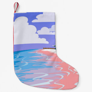 Sea landscape of tropical beach with pink sand, b small christmas stocking