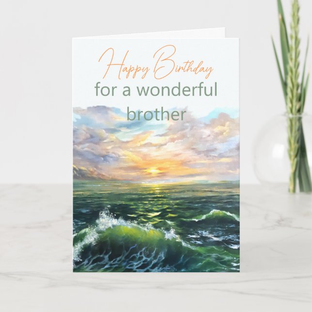 Sea Landscape Oil Painting Brother Birthday Card (Front)