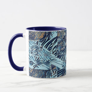Sea life and botanical abstract pattern design mug