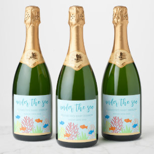 Sea Life Baby Shower Sparkling Wine Label