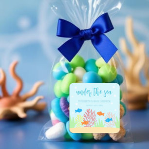 Sea Life Baby Shower Square Sticker