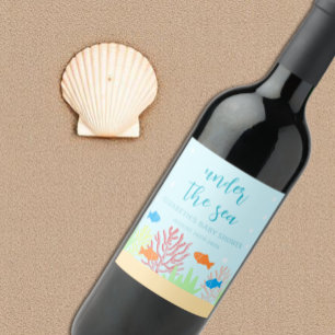 Sea Life Baby Shower Wine Label