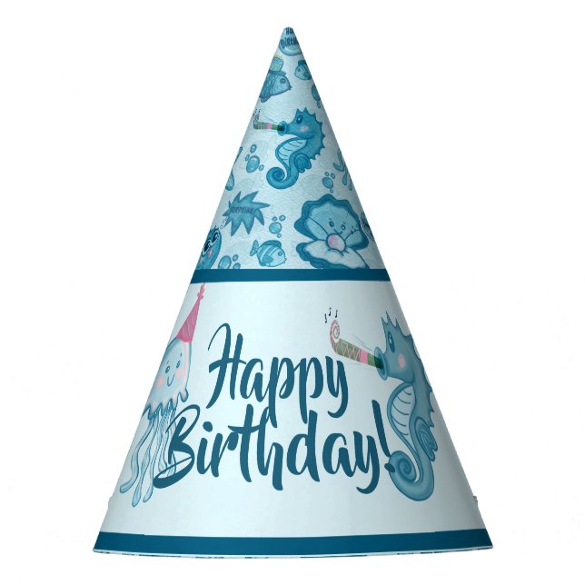 Sea Life Birthday Party Hats (Front)