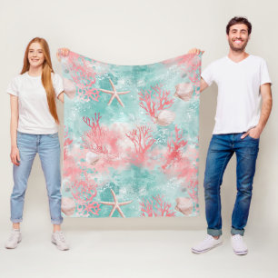 Sea Life Coral Pattern Fleece Blanket