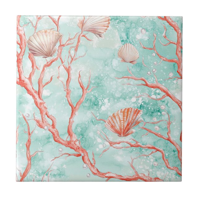 Sea Life Coral Pattern Tile (Front)