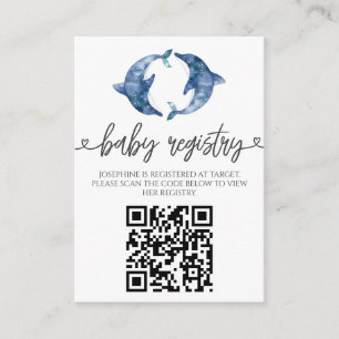 Sea Life Dolphin twins baby shower Enclosure Card