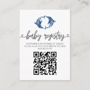 Sea Life Dolphin twins baby shower Enclosure Card