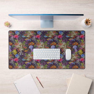Sea Life Grunge Pattern Desk Mat