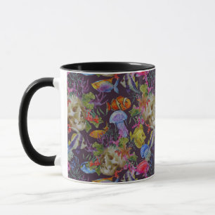Sea Life Grunge Pattern Mug