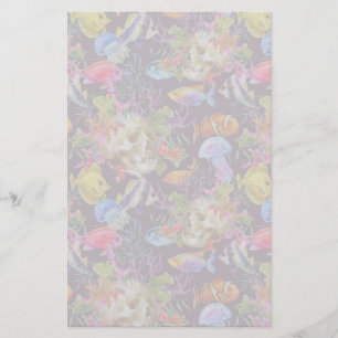 Sea Life Grunge Pattern Stationery