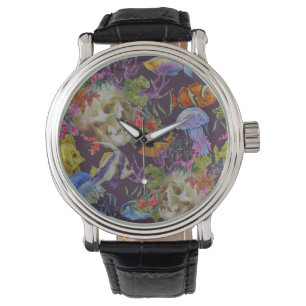 Sea Life Grunge Pattern Watch