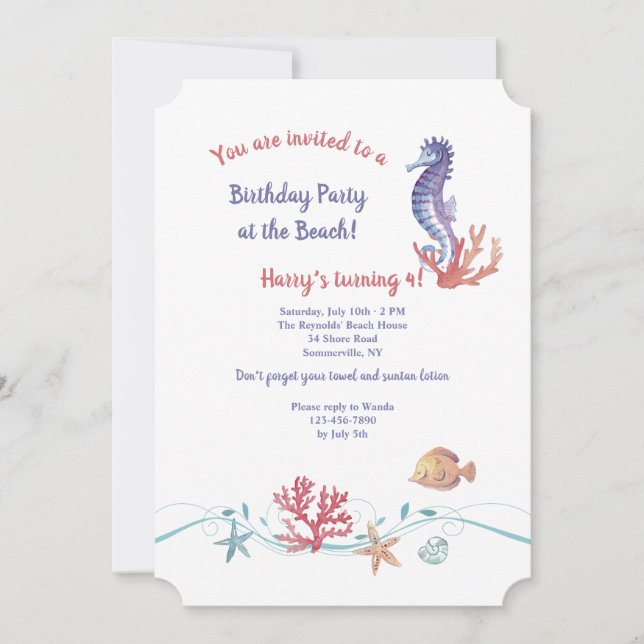 Sea Life Invitation (Front)