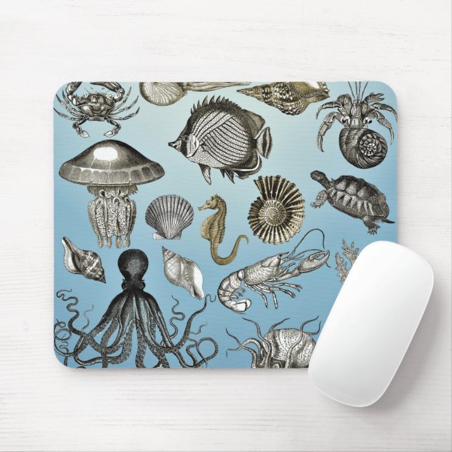 Sea Life  Mouse Mat (With Mouse)
