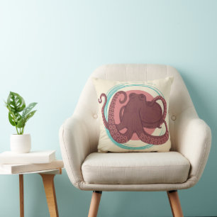 Sea Life Octopus Throw Pillow