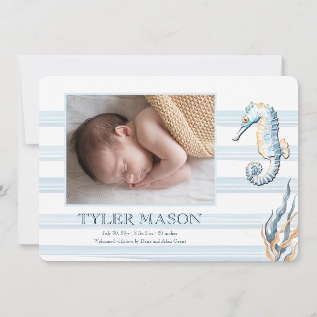 Sea Life Photo Birth Announcement (Front)