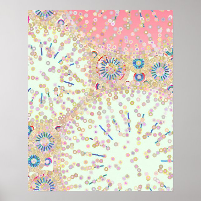 "Sea Life", pink, coral, blue Poster (Front)