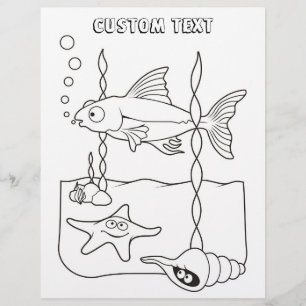 Sea Life Scene Colouring Book Page