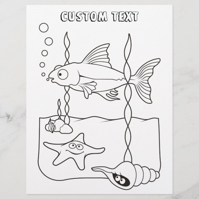 Sea Life Scene Colouring Book Page (Front)