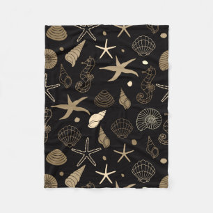 Sea Life Sepia Fleece Blanket
