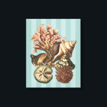 Sea Life Silhouette Canvas Print<br><div class="desc">This art print displays the finest things in nature within the ocean. Find all the different types of sea life in this image including a Conch Seashell,  Sand Dollars,  and Reefs buried deep in the sea. This art collection is a must have in your next Zazzle products.</div>