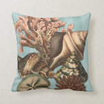 Sea Life Silhouette Cushion<br><div class="desc">This art print displays the finest things in nature within the ocean. Find all the different types of sea life in this image including a Conch Seashell,  Sand Dollars,  and Reefs buried deep in the sea. This art collection is a must have in your next Zazzle products.</div>