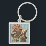 Sea Life Silhouette Key Ring<br><div class="desc">This art print displays the finest things in nature within the ocean. Find all the different types of sea life in this image including a Conch Seashell,  Sand Dollars,  and Reefs buried deep in the sea. This art collection is a must have in your next Zazzle products.</div>