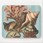 Sea Life Silhouette Mouse Mat<br><div class="desc">This art print displays the finest things in nature within the ocean. Find all the different types of sea life in this image including a Conch Seashell,  Sand Dollars,  and Reefs buried deep in the sea. This art collection is a must have in your next Zazzle products.</div>