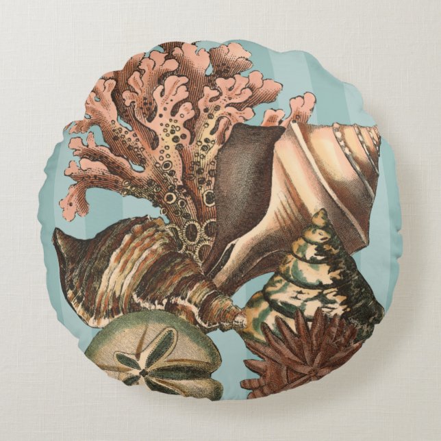 Sea Life Silhouette Round Cushion (Front)