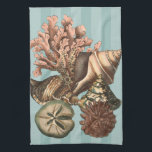 Sea Life Silhouette Tea Towel<br><div class="desc">This art print displays the finest things in nature within the ocean. Find all the different types of sea life in this image including a Conch Seashell,  Sand Dollars,  and Reefs buried deep in the sea. This art collection is a must have in your next Zazzle products.</div>