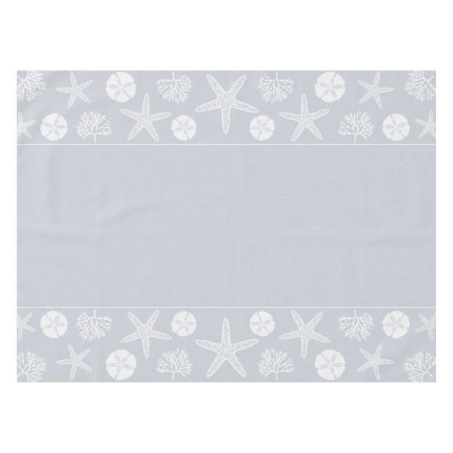 Sea Life Silhouettes (Coastal Grey) Tablecloth (Front (Horizontal))