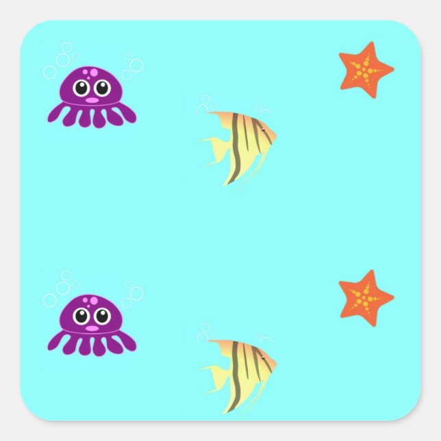 Sea life square sticker (Front)