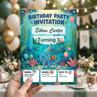 Sea Life Themed Birthday Invitation Templates